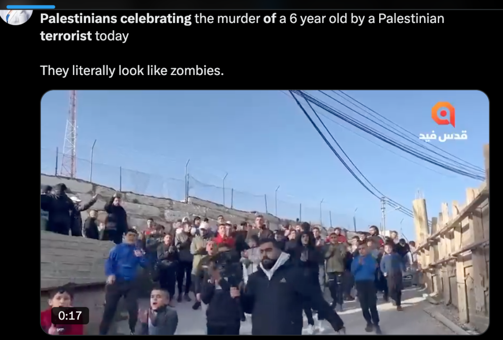 palestinians celebrate the killing of 6 year old Israeli boy